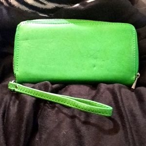 Beautiful green double zipper wallet